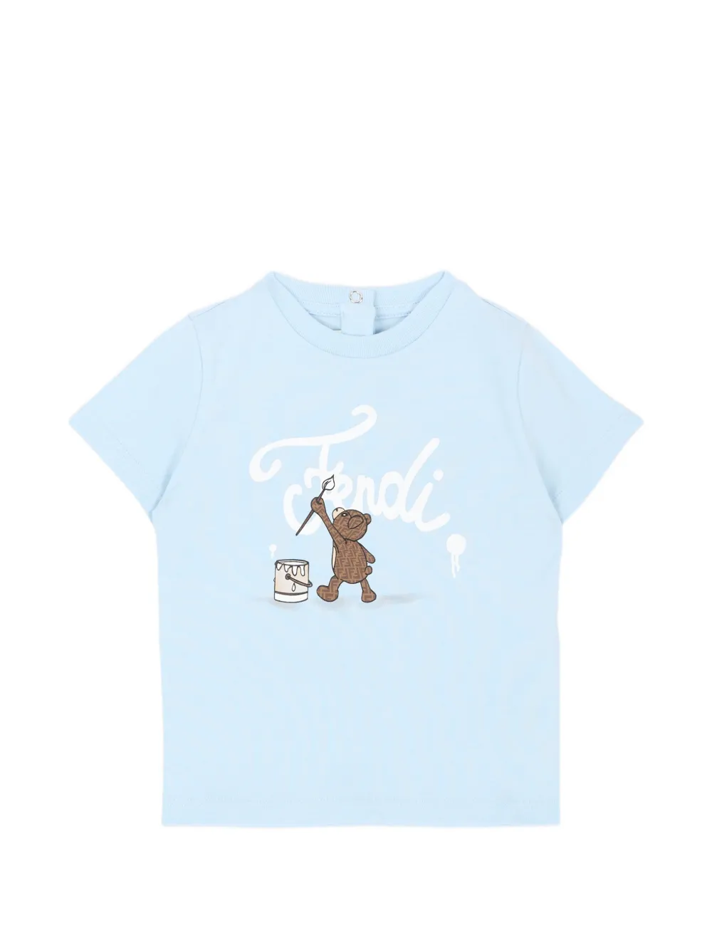 Fendi Kids teddy bear-print T-shirt - Blu
