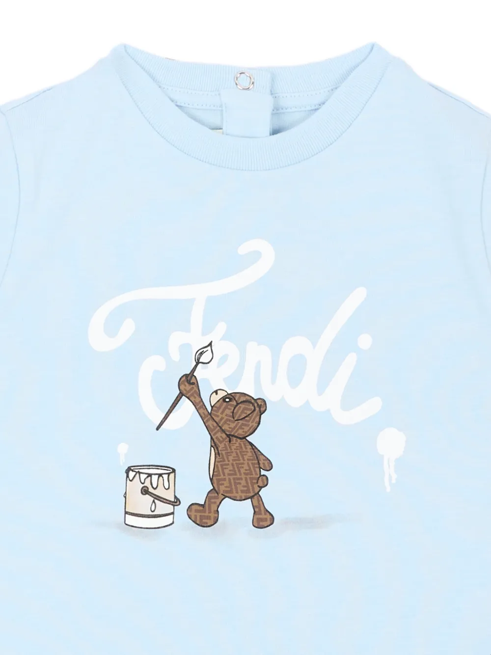 Fendi Kids Fendi Bear katoenen T-shirt Blauw