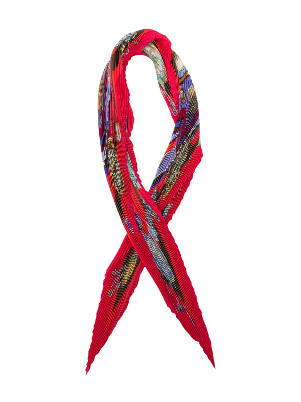 Hermès Pre-Owned 1980-2010 Parmi Les Fleurs Je Compte Les Heures Pleated Silk Scarf scarves - Rot