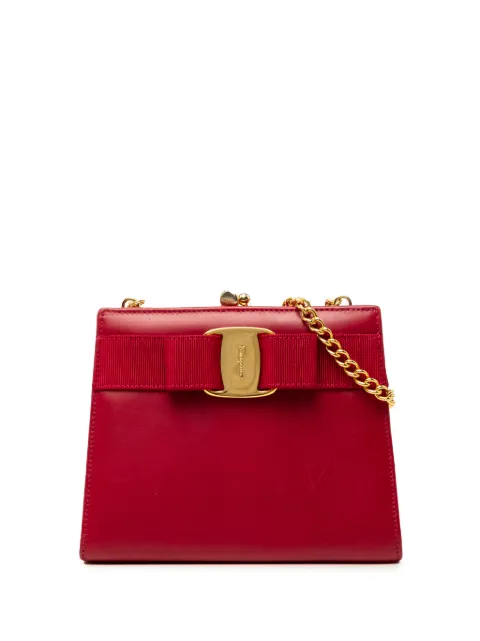 Ferragamo Pre-Owned 20th Century Leather Vara Bow Kiss Lock Chain crossbody bag