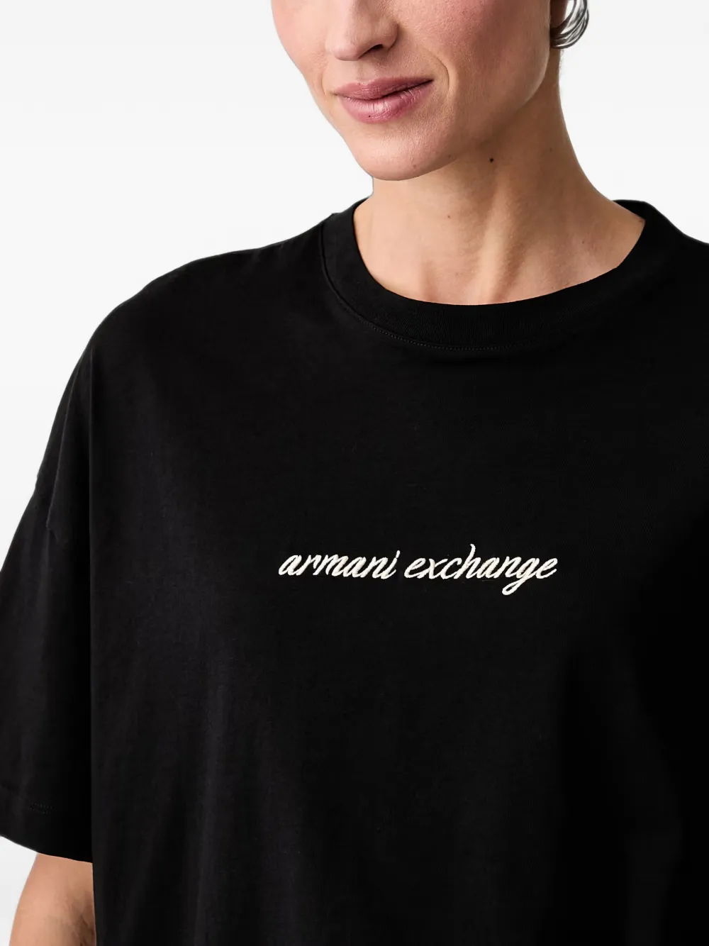 Armani Exchange Katoenen T-shirt met geborduurd logo Zwart
