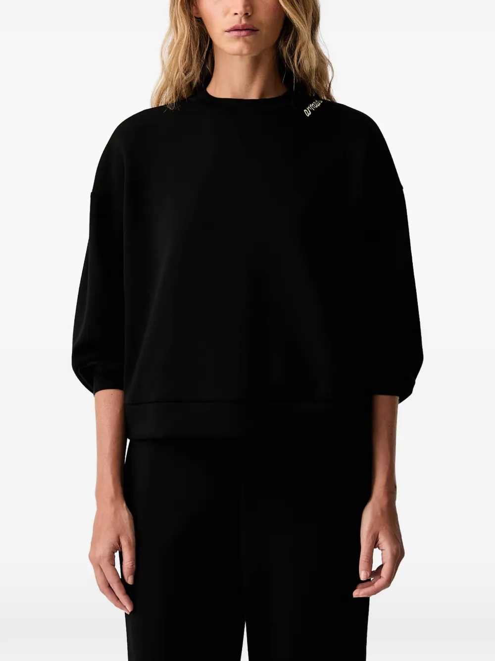 Armani Exchange logo-embroidered sweatshirt - Schwarz