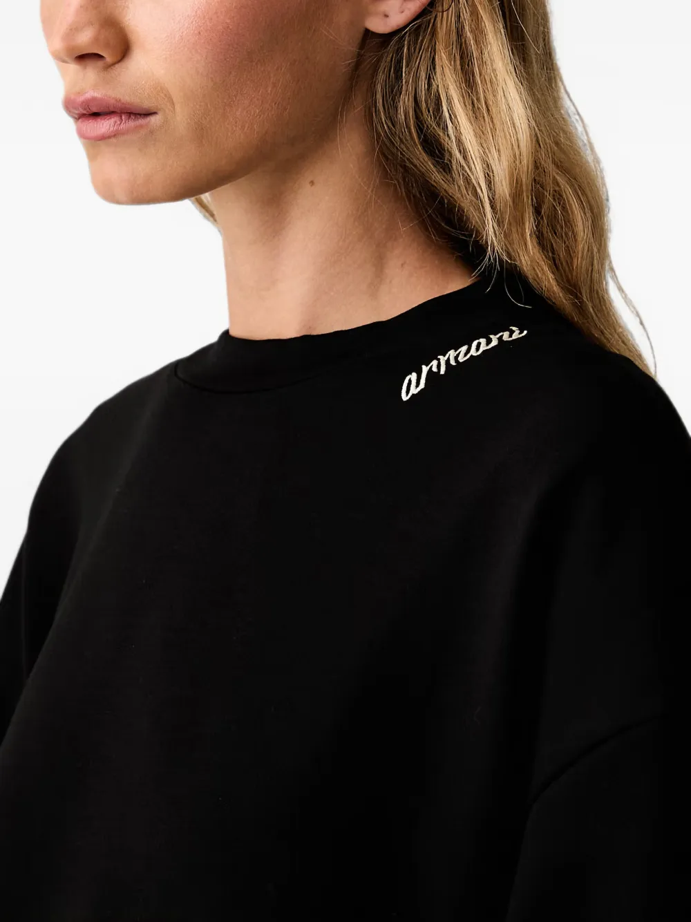 Armani Exchange Sweater met geborduurd logo Zwart