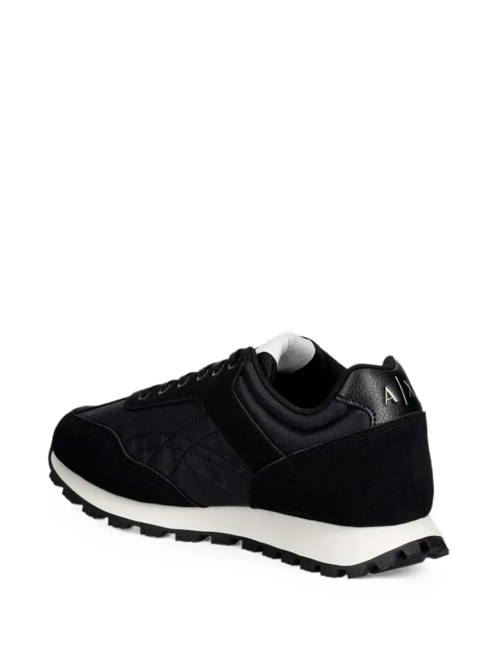 Armani Exchange monogram-print lace-up sneakers Zwart