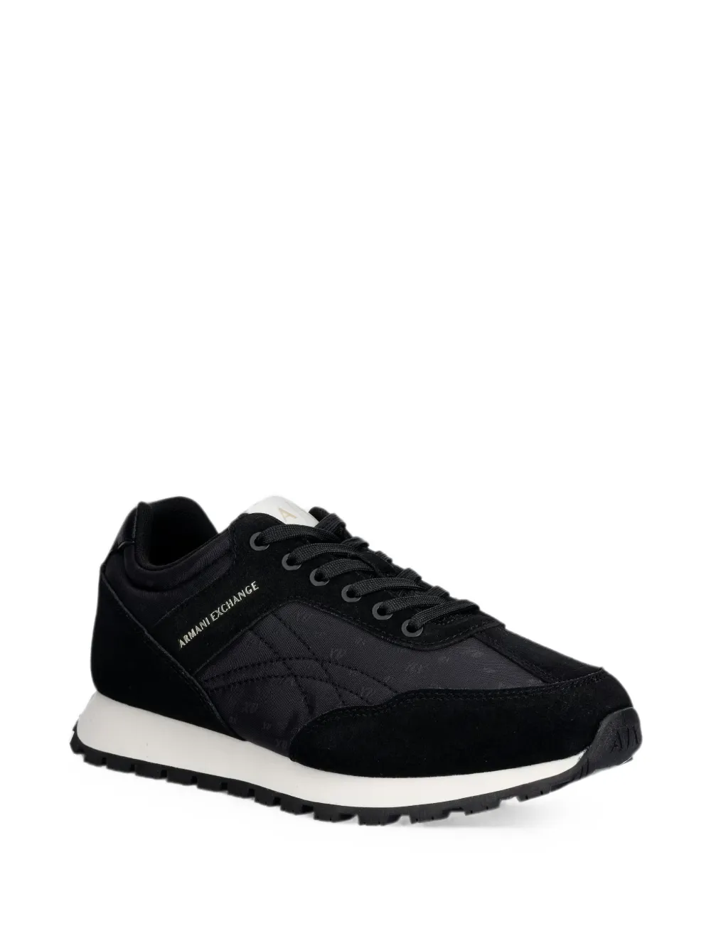 Armani Exchange monogram-print lace-up sneakers Zwart