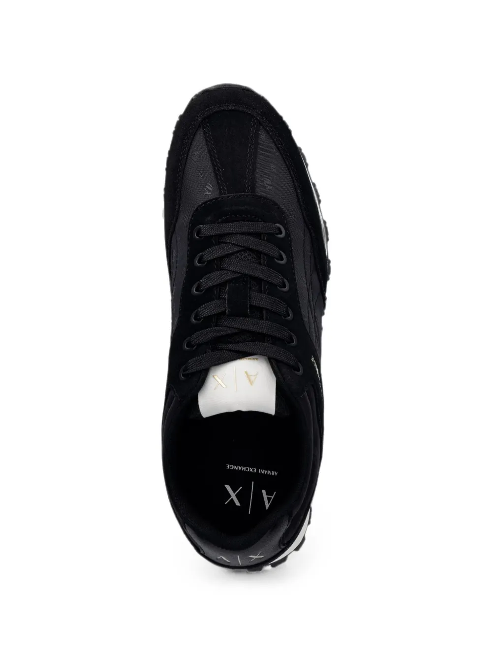 Armani Exchange monogram-print lace-up sneakers Zwart