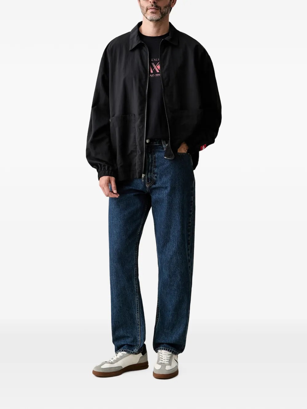 Armani Exchange T-shirt met logoprint met ronde hals Zwart