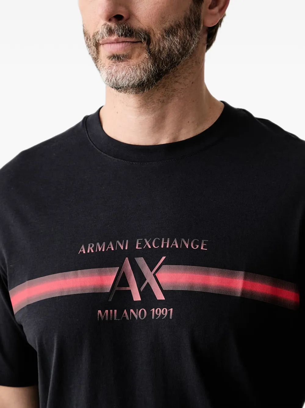 Armani Exchange T-shirt met logoprint met ronde hals Zwart