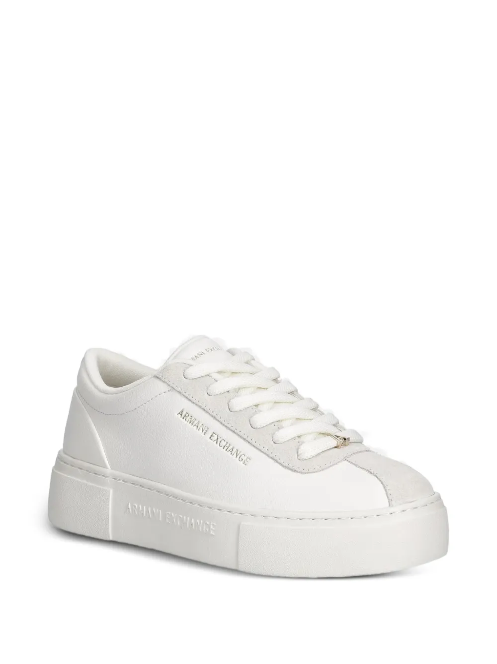 Armani Exchange logo-plaque platform sneakers Wit