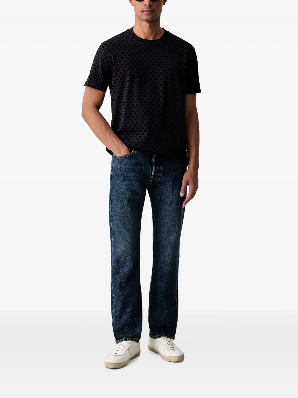 Armani Exchange T-shirt met logopatroon Zwart