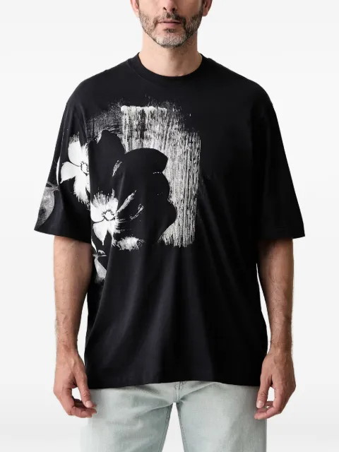 Armani Exchange floral-print logo-print T-shirt