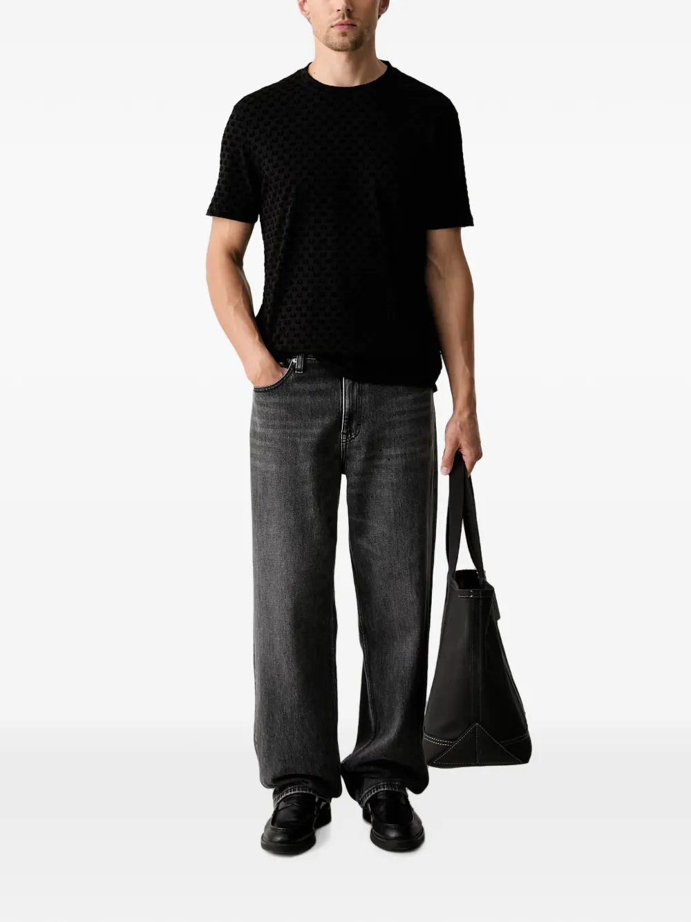 Armani Exchange T-shirt met logopatroon Zwart