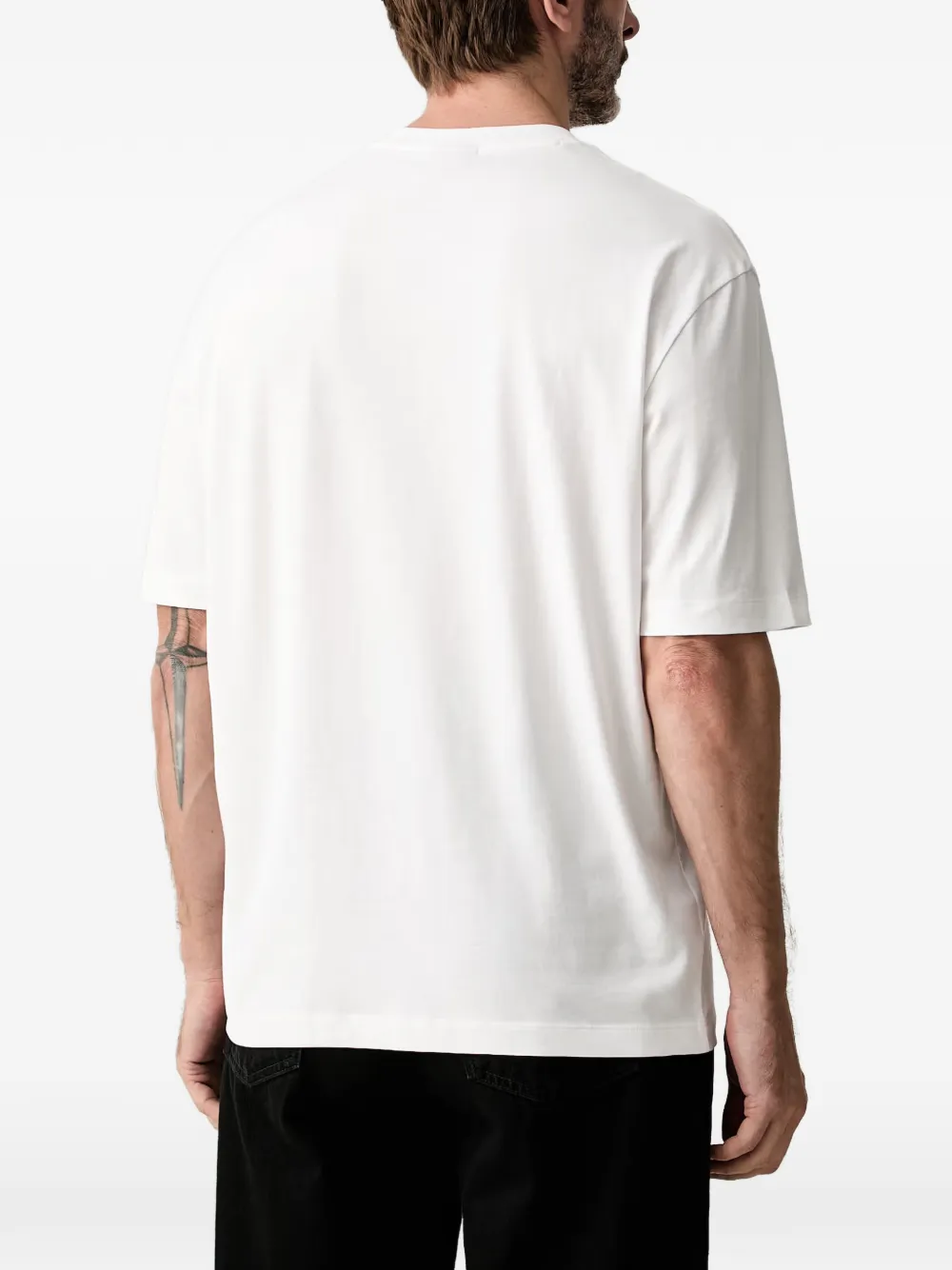 Armani Exchange logoprint T-shirt met ronde hals en geverfd effect Wit