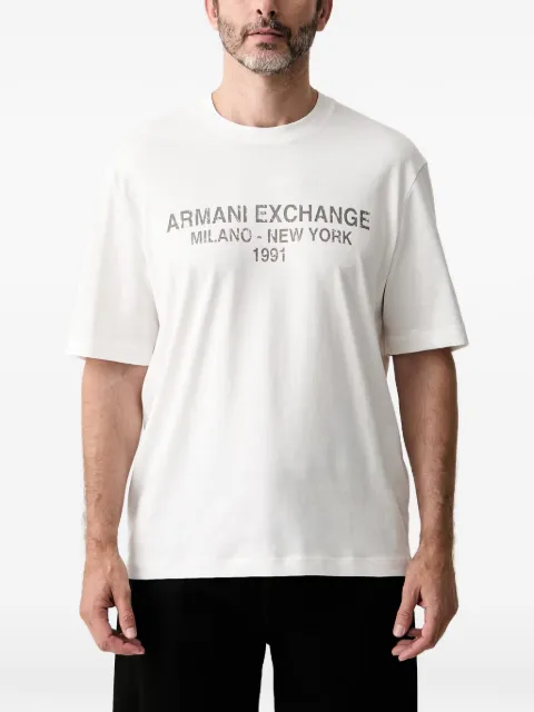 Armani Exchange t-shirt à col rond teint en pièce et logo imprimé