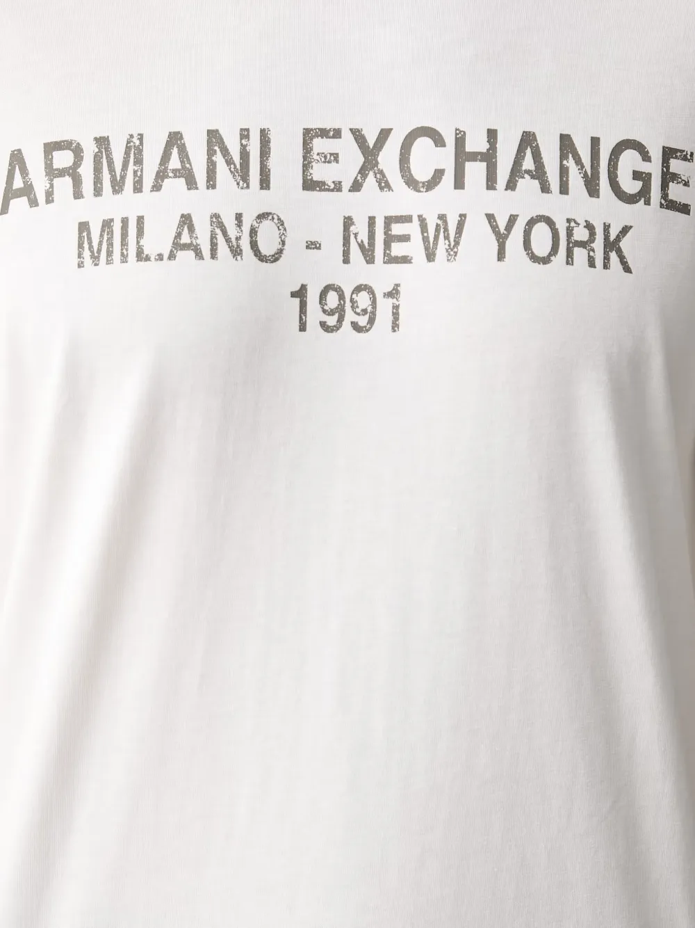 Armani Exchange logoprint T-shirt met ronde hals en geverfd effect Wit