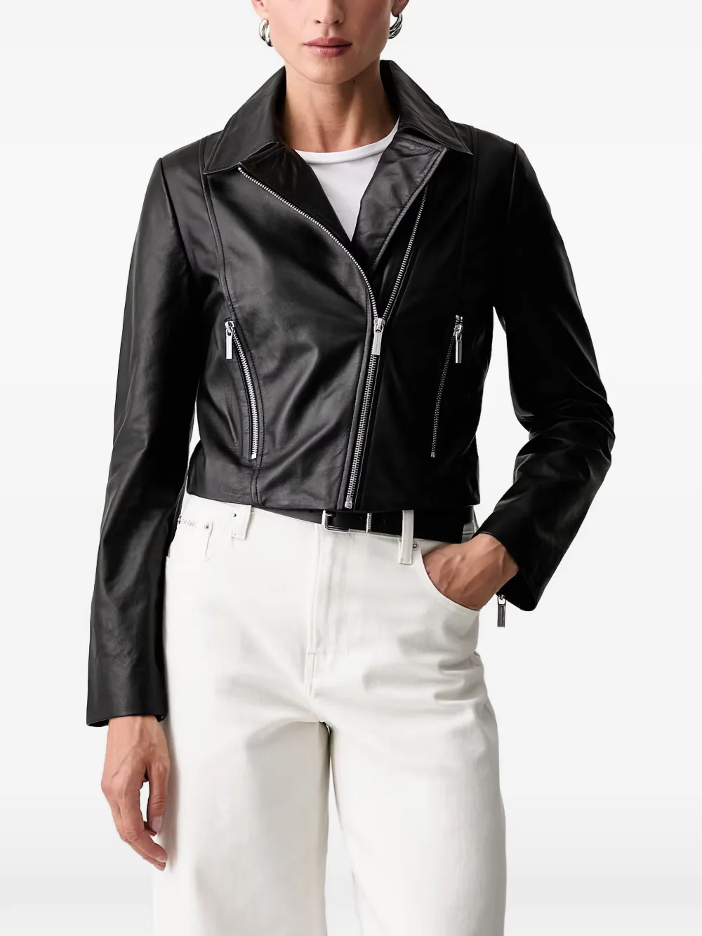 Armani Exchange zip-fastening leather jacket - Nero