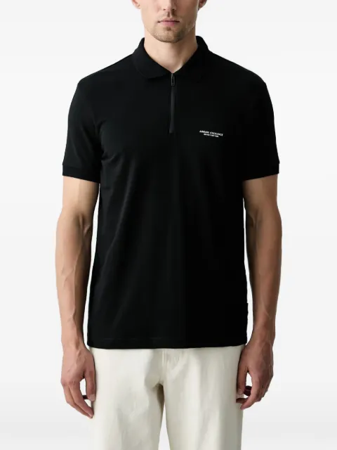 Armani Exchange logo印花拉链polo衫