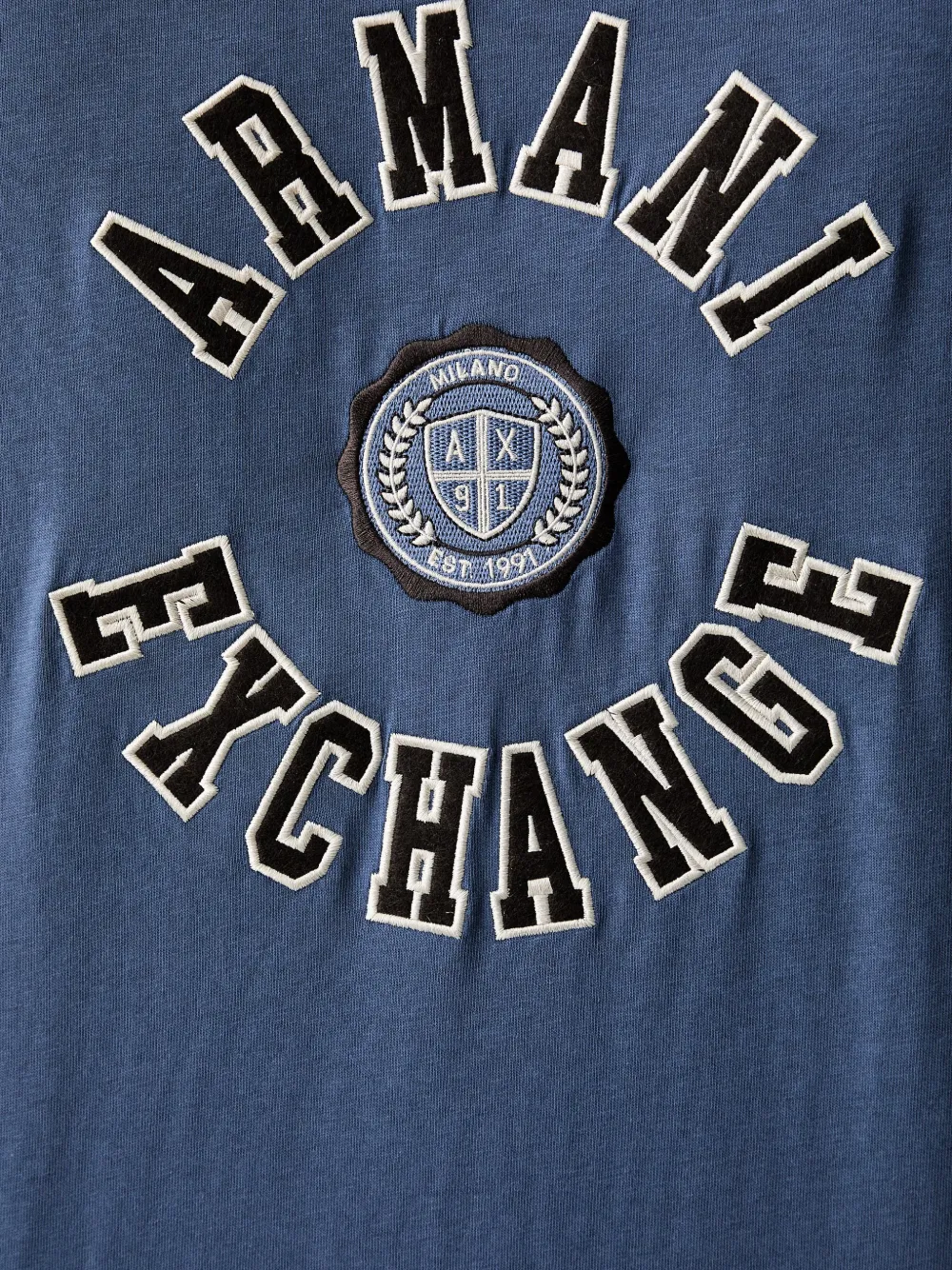 Armani Exchange Katoenen T-shirt met logopatch Blauw