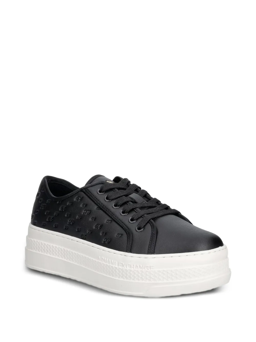 Armani Exchange logo-debossed platform sneakers Zwart