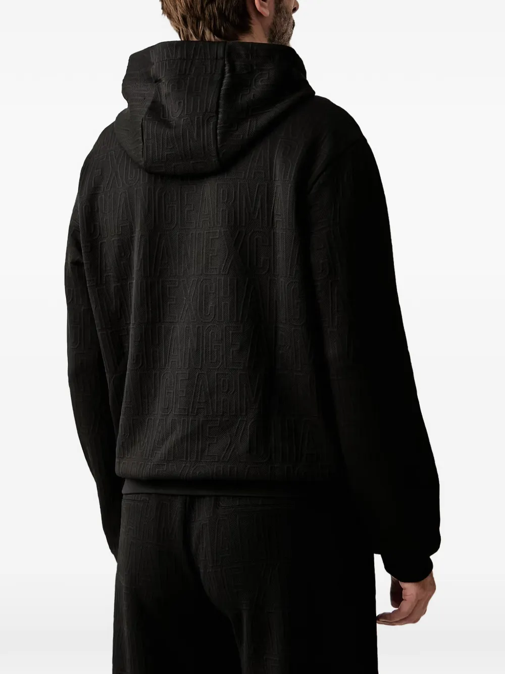 Armani Exchange Hoodie met logo-jacquard Zwart