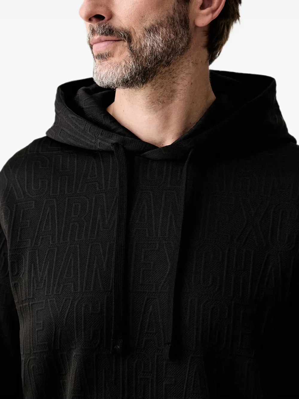 Armani Exchange Hoodie met logo-jacquard Zwart