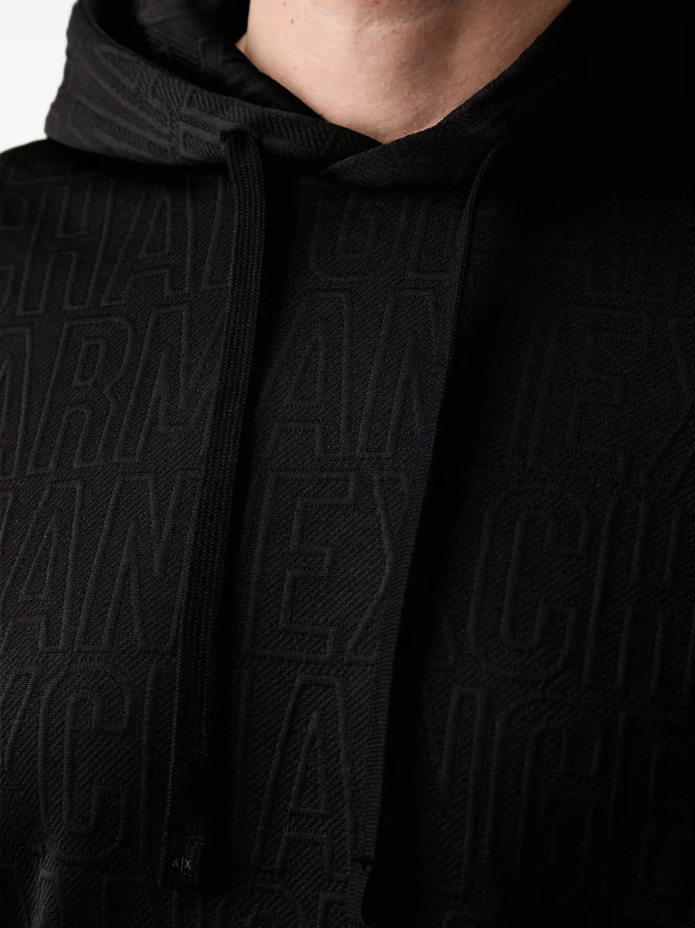 Armani Exchange Hoodie met logo-jacquard Zwart