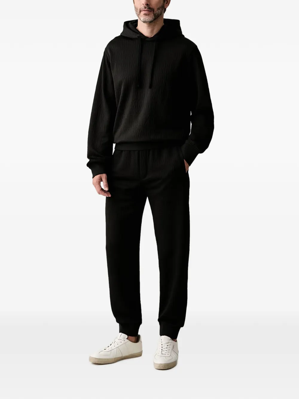 Armani Exchange Hoodie met logo-jacquard Zwart