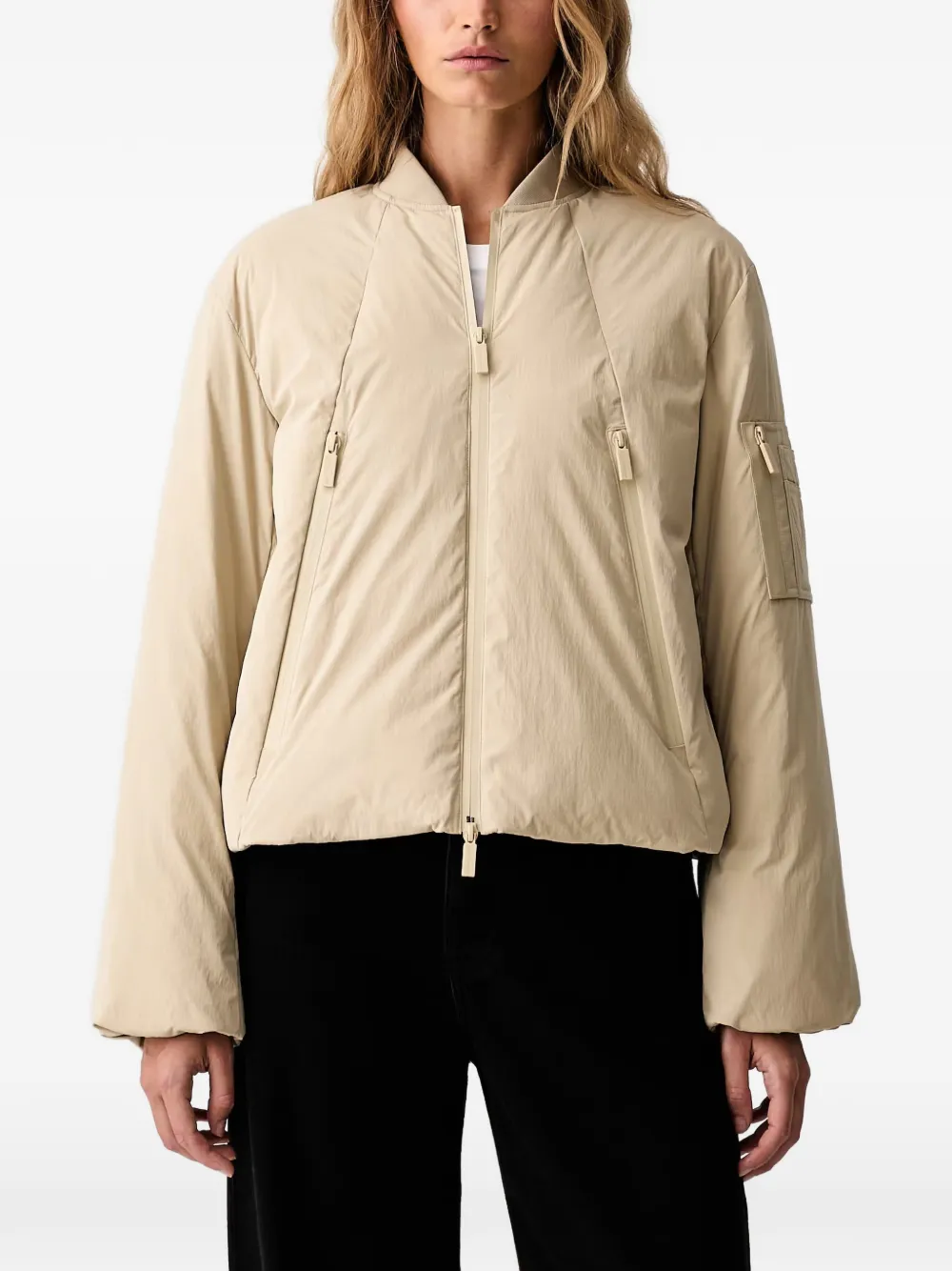 Armani Exchange logo-print bomber jacket - Nude