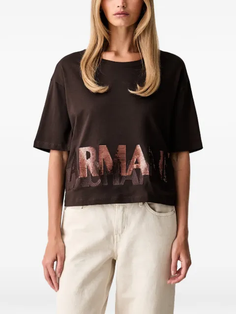 Armani Exchange playera con logo de lentejuelas