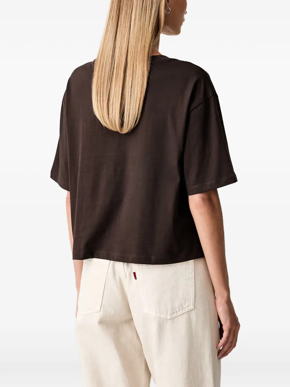 Armani Exchange T-shirt met pailletten logo Bruin