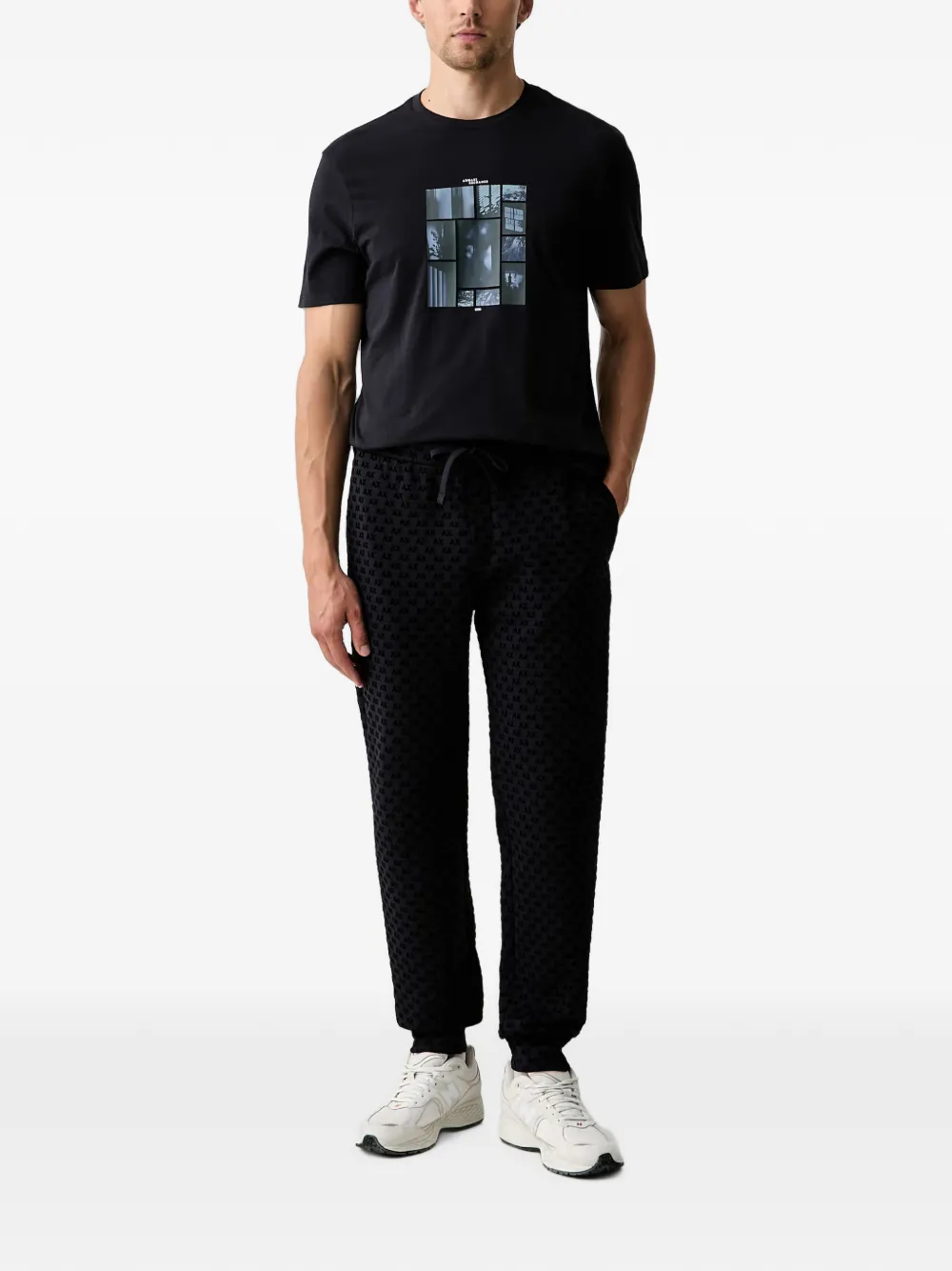Armani Exchange Trainingsbroek met logo-patroon Zwart