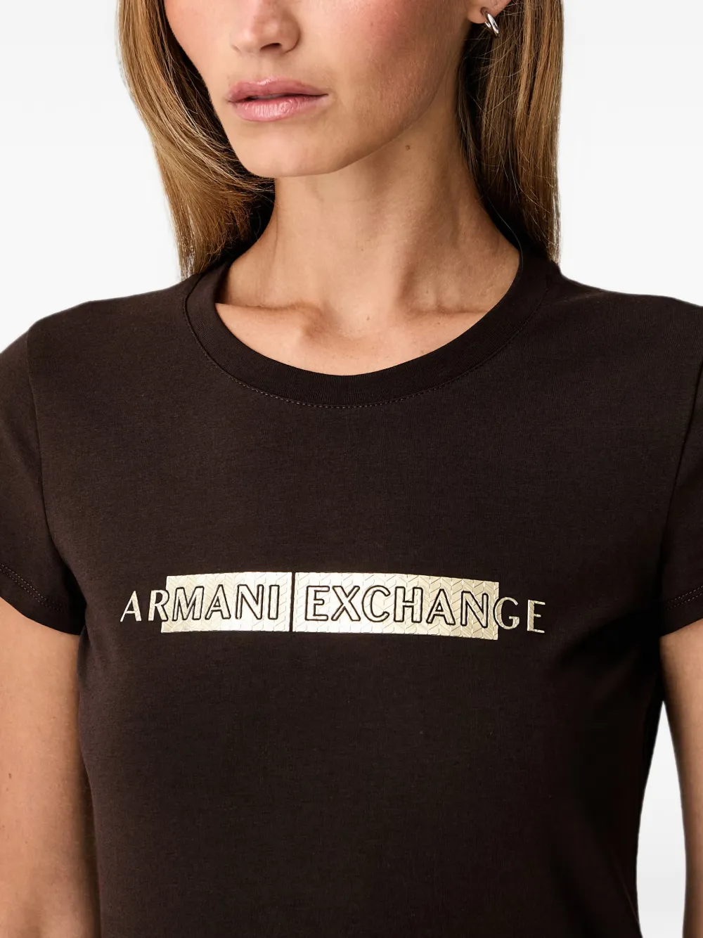 Armani Exchange T-shirt met logoprint Bruin