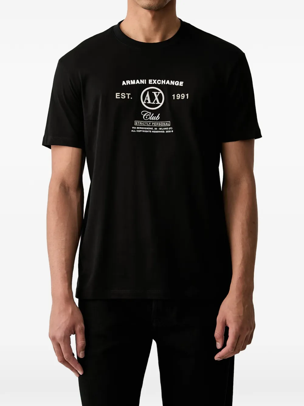 Armani Exchange T-shirt met geborduurd logo Zwart