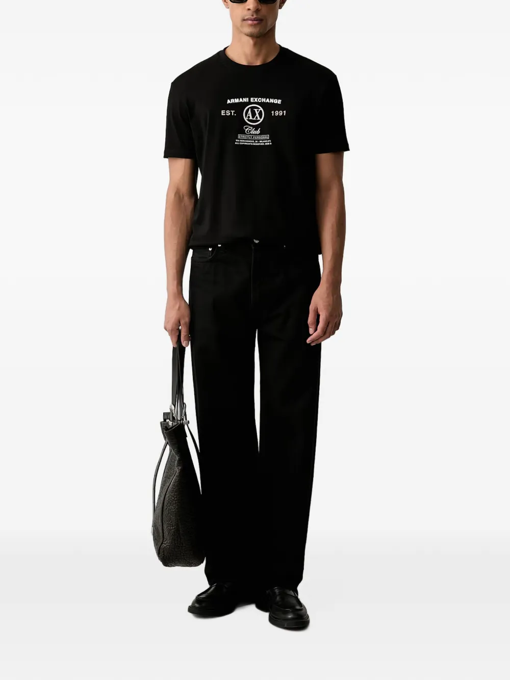 Armani Exchange T-shirt met geborduurd logo Zwart