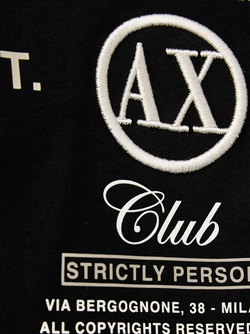 Armani Exchange T-shirt met geborduurd logo Zwart