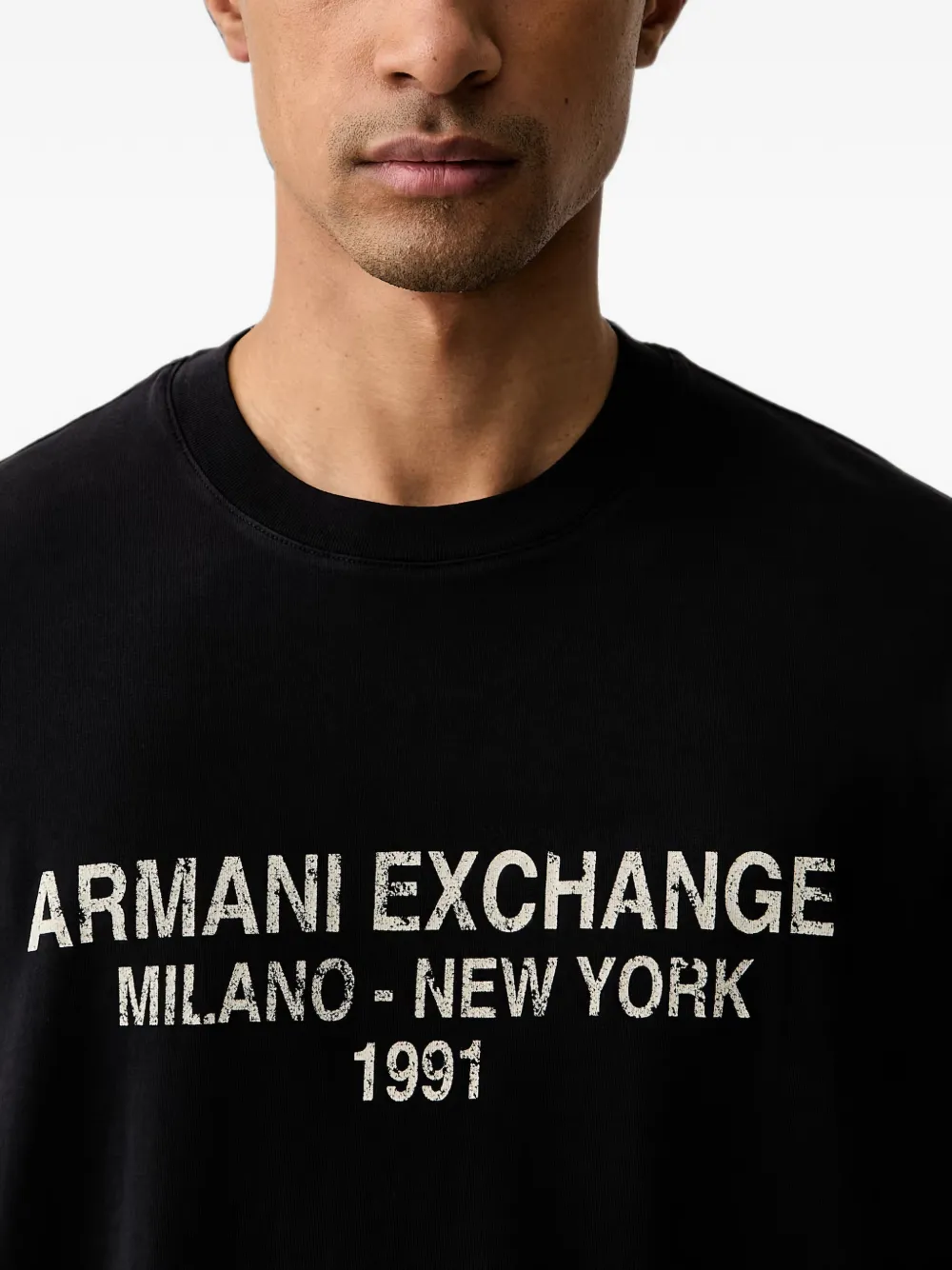Armani Exchange Katoenen T-shirt met logoprint Zwart