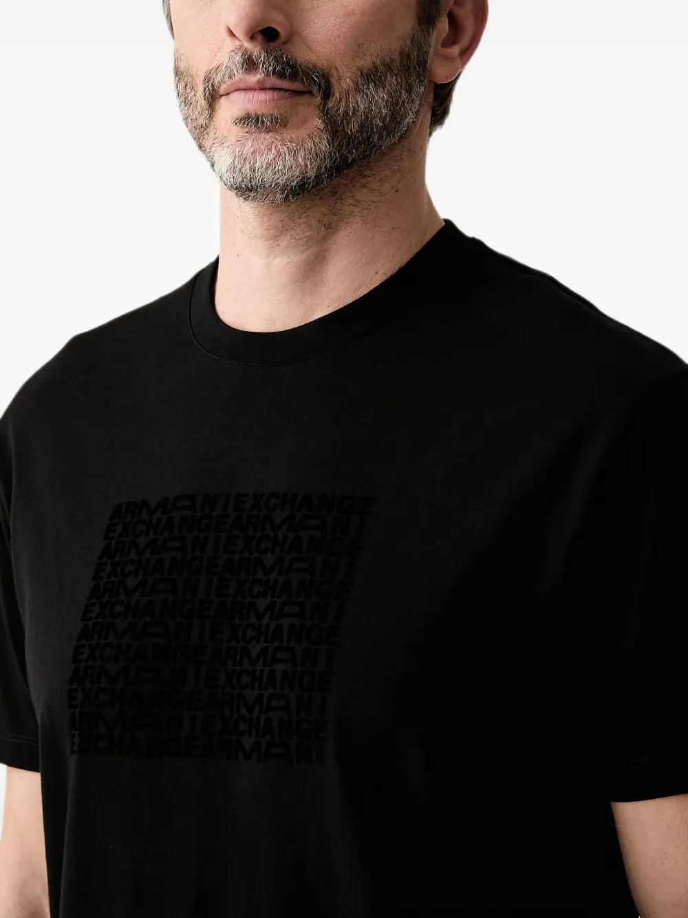 Armani Exchange T-shirt met logoprint met ronde hals Zwart