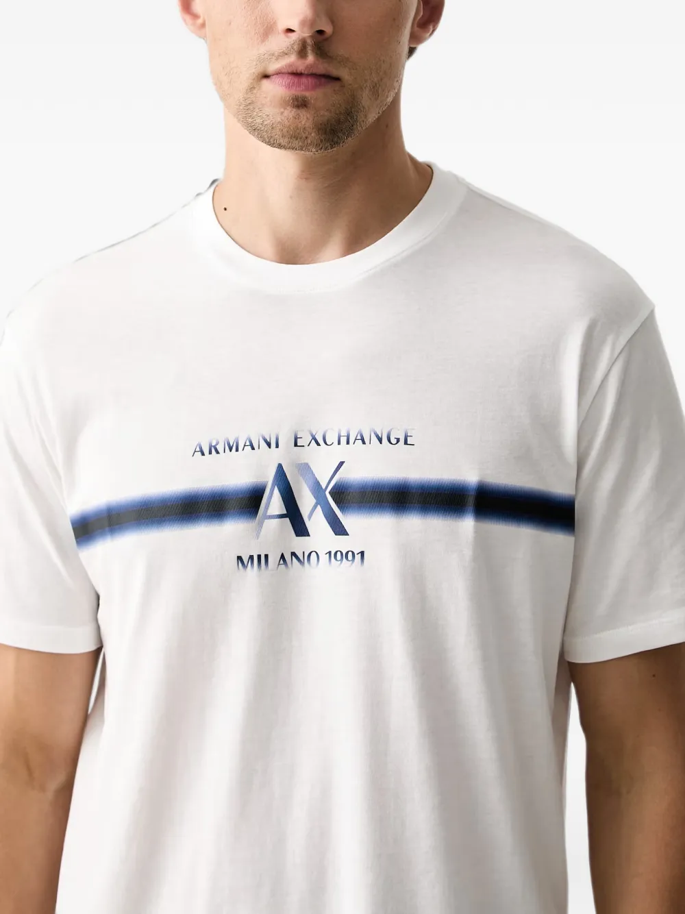 Armani Exchange Katoenen T-shirt met logoprint Wit