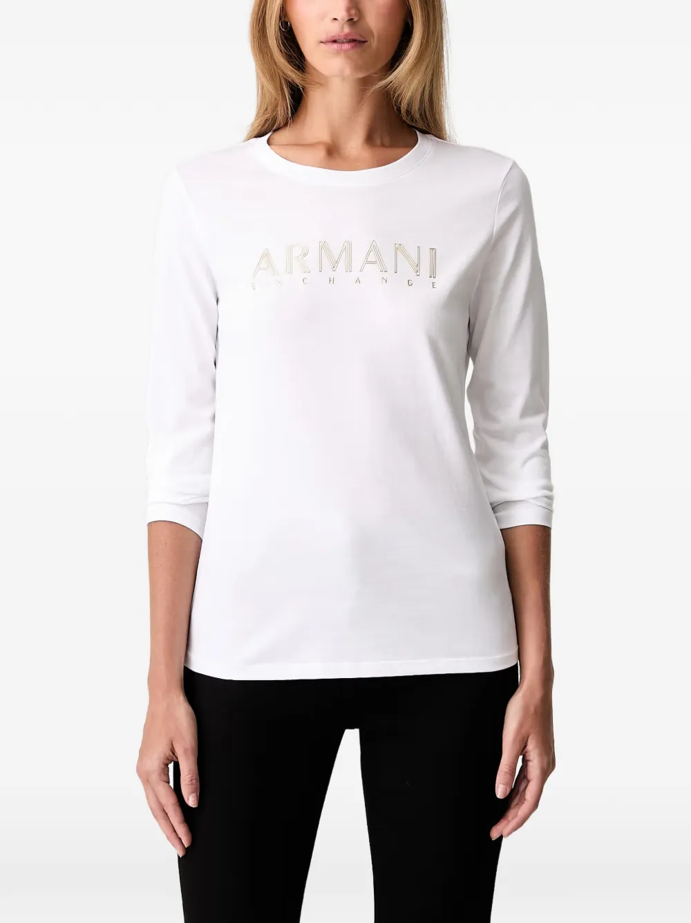 Armani Exchange logo-print long-sleeved T-shirt - Bianco