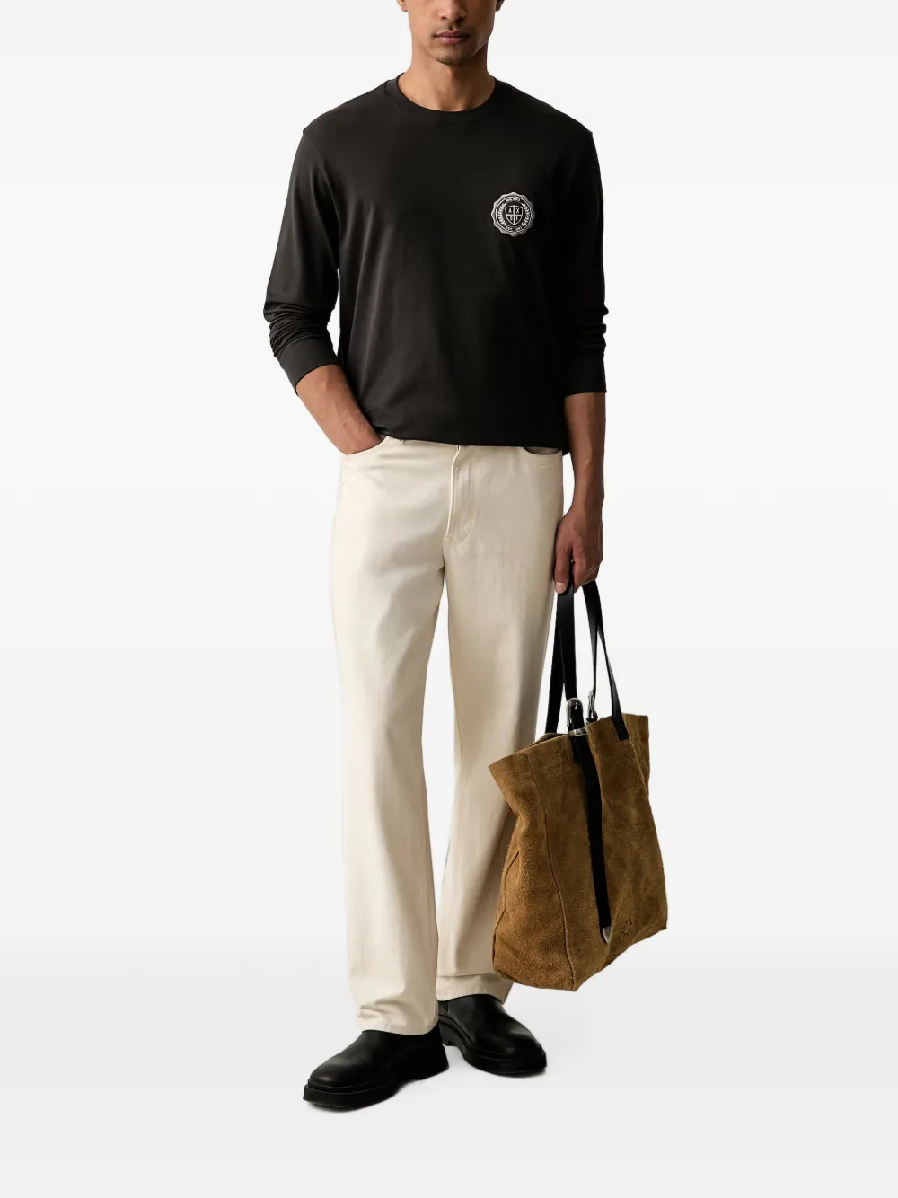 Armani Exchange T-shirt met logodetail Grijs