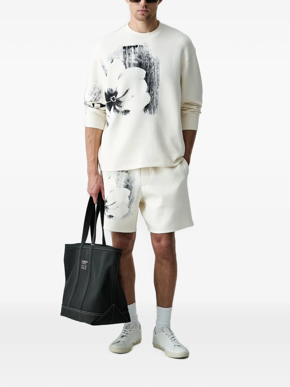 Armani Exchange Sweater met bloemenprint Wit
