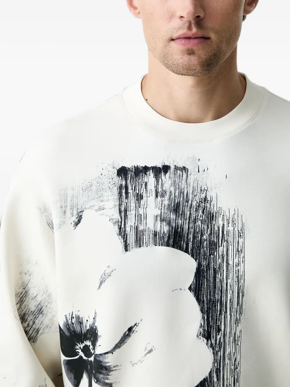 Armani Exchange Sweater met bloemenprint Wit