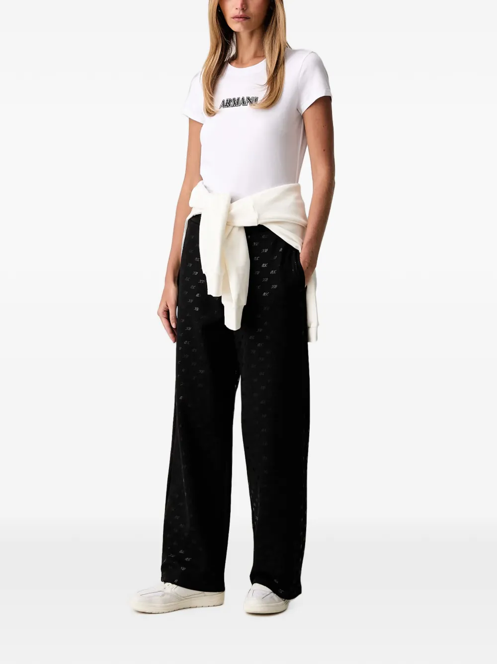 Armani Exchange Broek met monogram-print Zwart