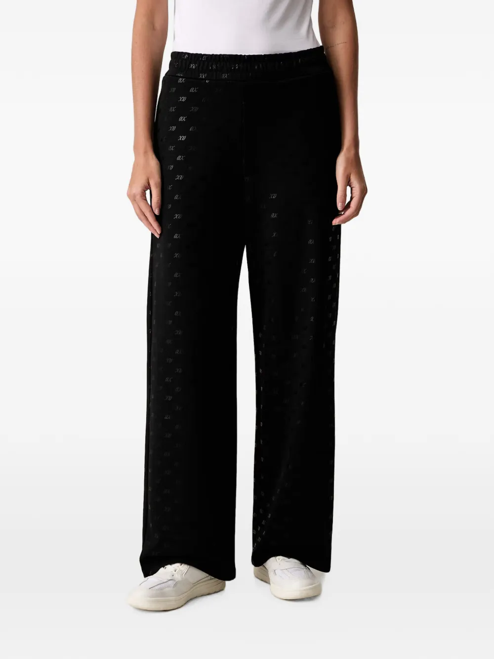 Armani Exchange monogram-pattern trousers - Nero