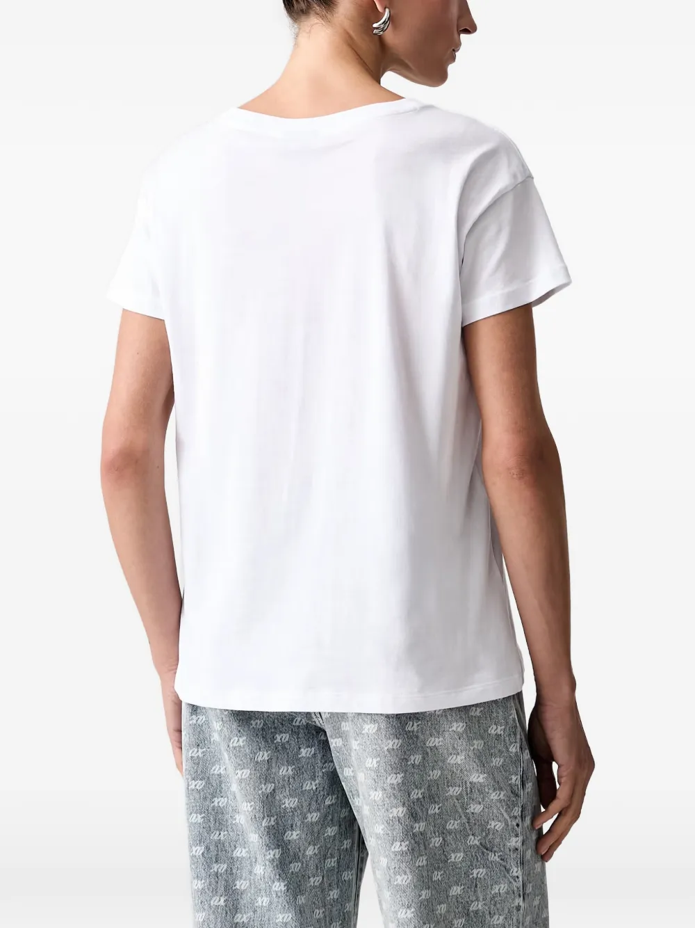 Armani Exchange T-shirt verfraaid met kristallen en logo Wit