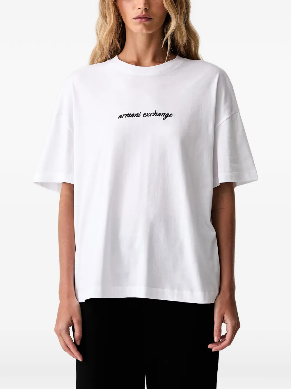 Armani Exchange logo-embroidered T-shirt - Bianco