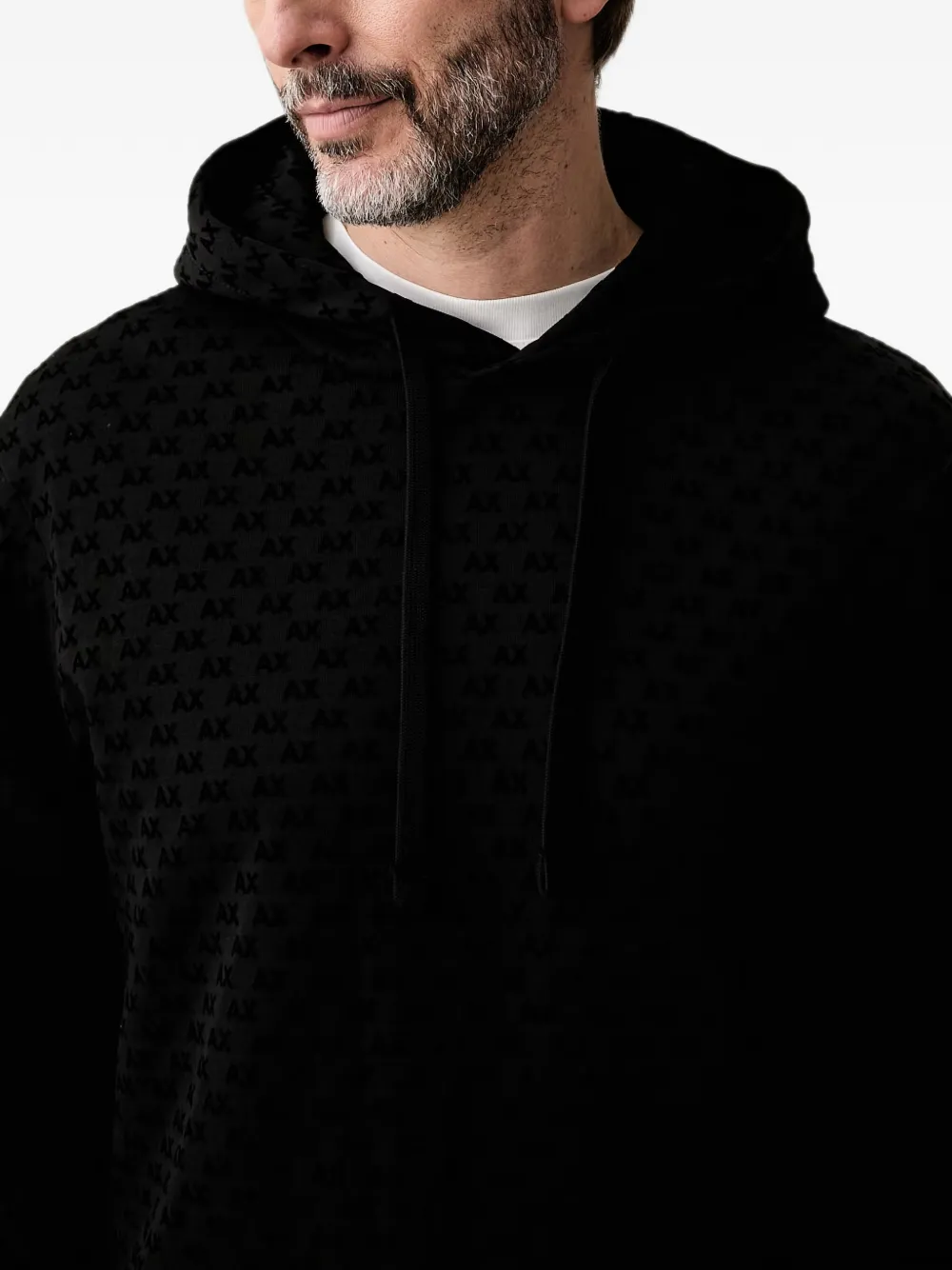 Armani Exchange Hoodie met trekkoord en logopatroon Zwart