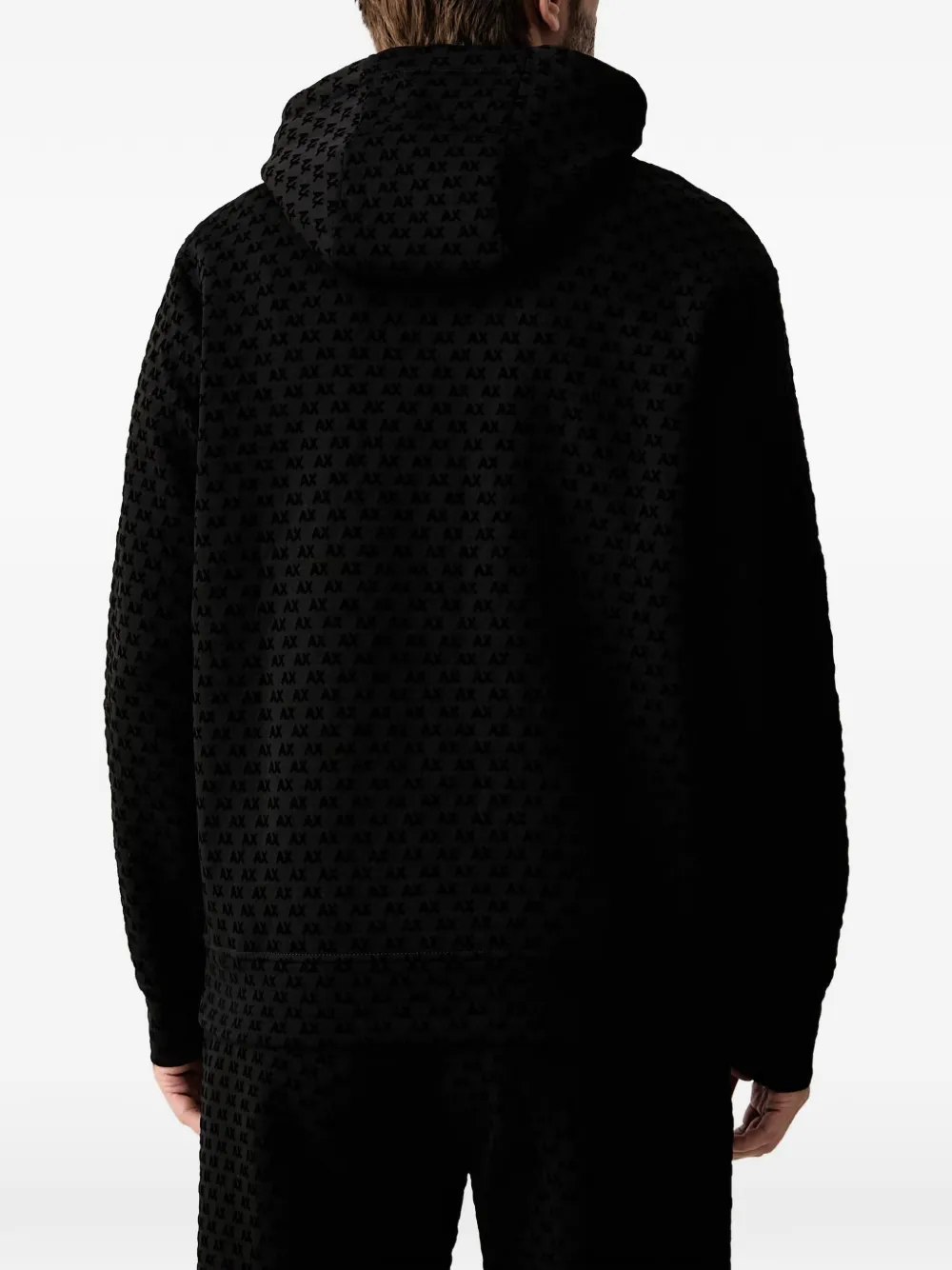 Armani Exchange Hoodie met trekkoord en logopatroon Zwart