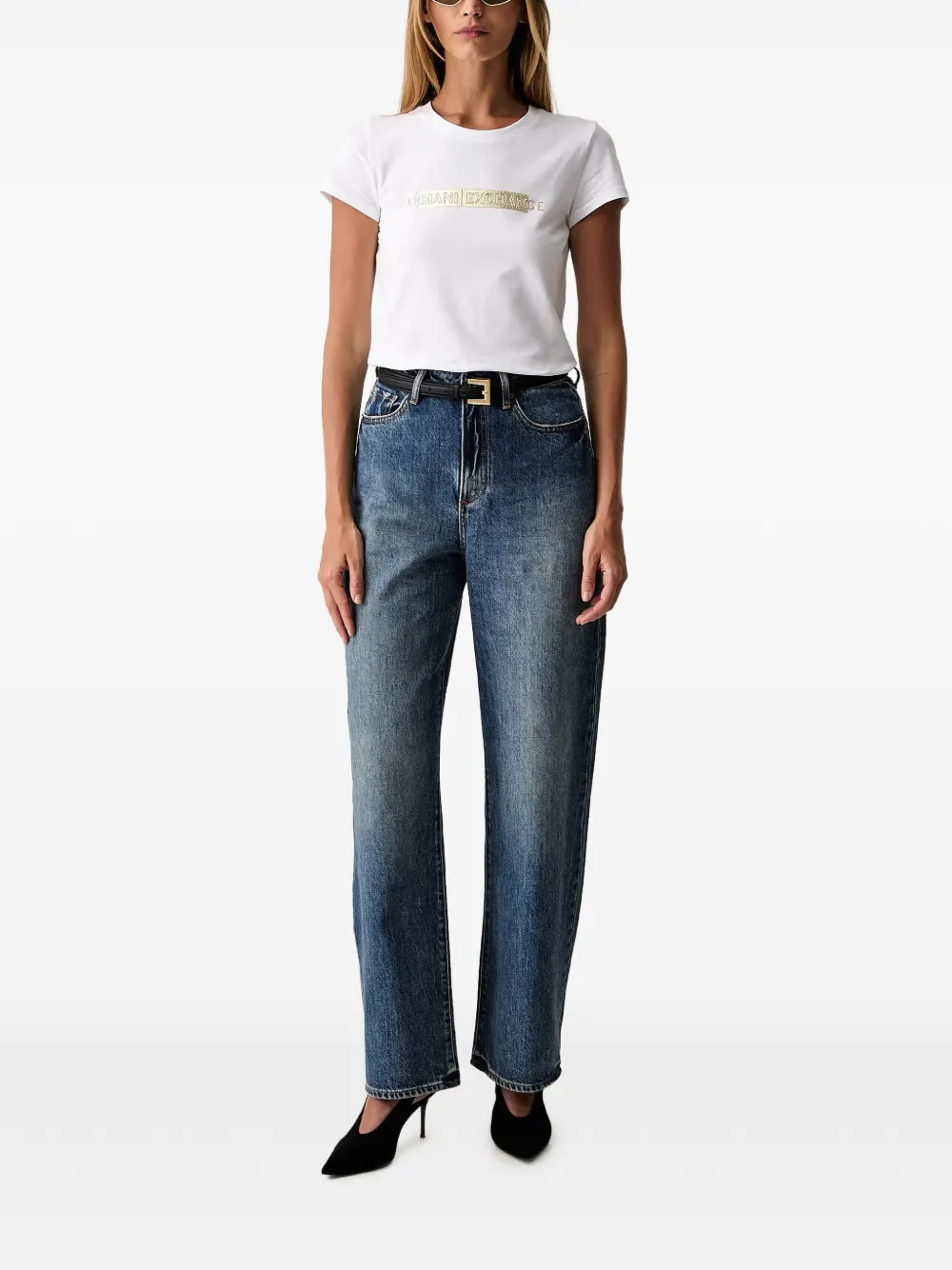 Armani Exchange T-shirt met logodetail Wit