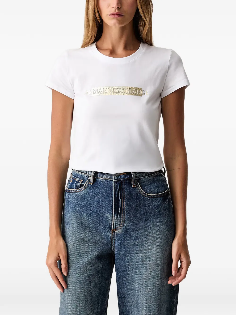 Armani Exchange T-shirt met logodetail Wit